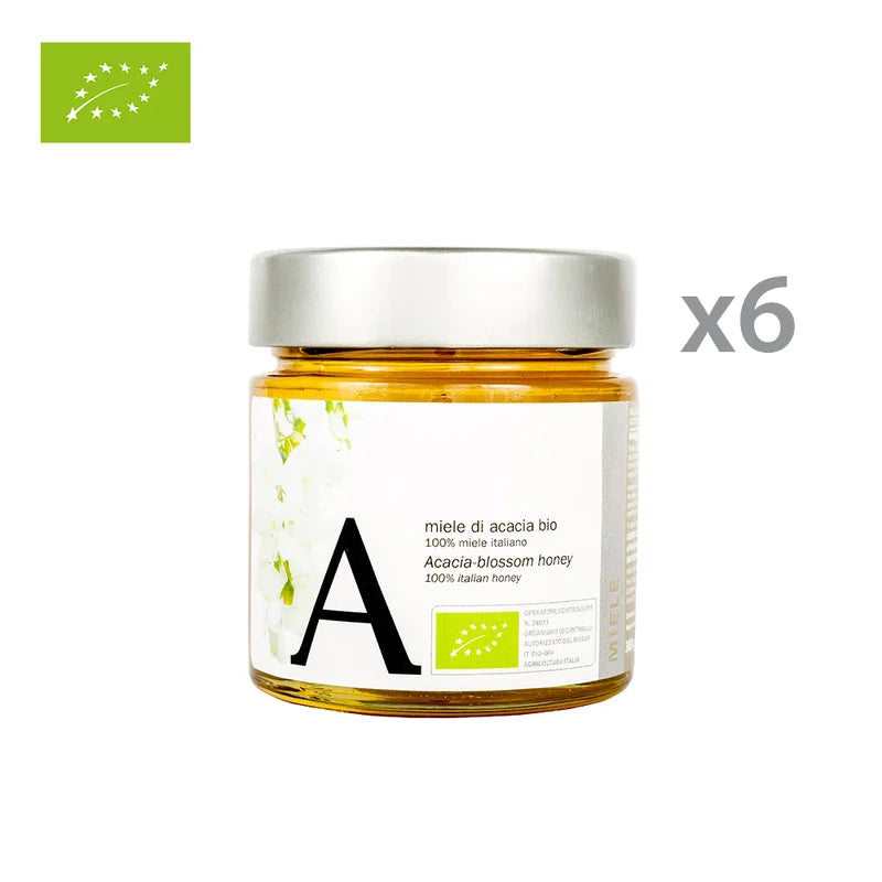 Miele di Acacia biologico Italiano (6 vasetti da 300 g)