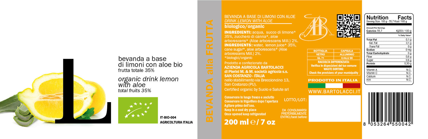 Nettare Limone Biologico Italiano (15 bottiglie da 200ml)