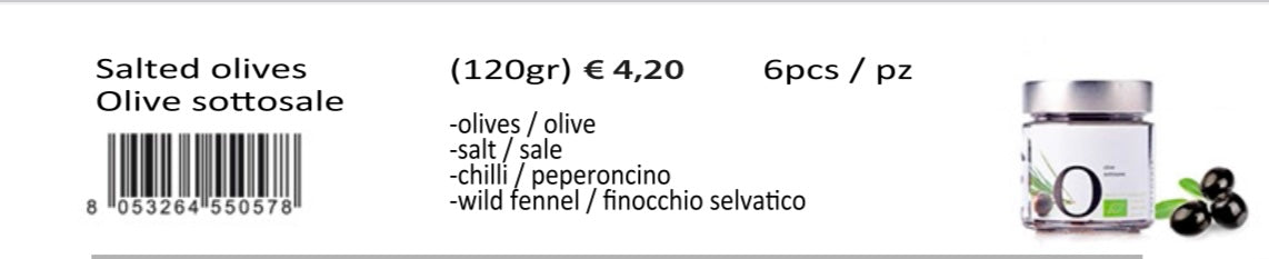 Olive sotto sale 6 vasetti