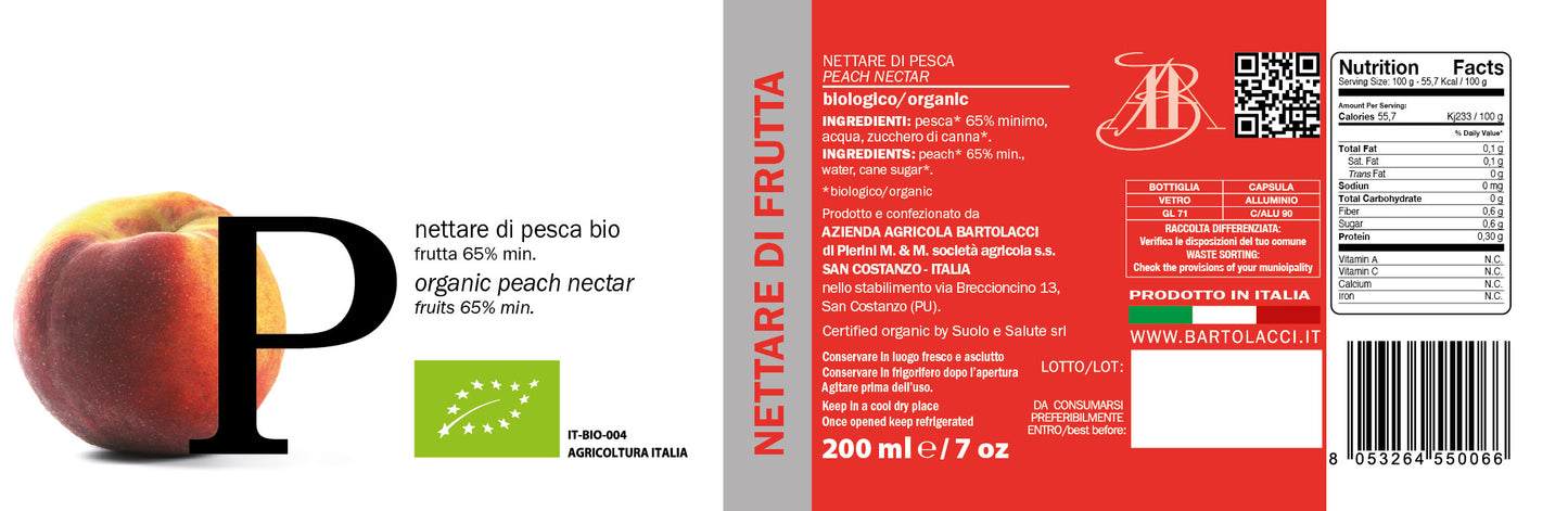 Nettare Pesca Biologica Italiana (15 bottiglie da 200ml)