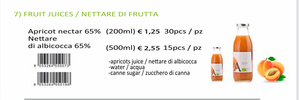 Nettare Albicocca Biologica Italiana (15 bottiglie da 200ml)